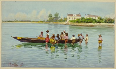 Bambini in barca sulla laguna di Venezia da Unknown artist