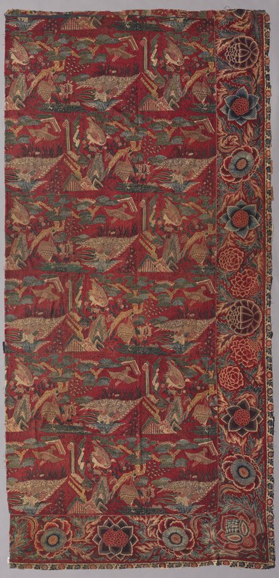Coperta o tenda di chintz con motivo ispirato al Giappone, metà destra da Unknown artist