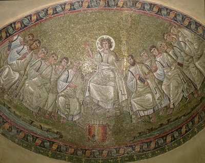 Cristo legislatore in trono con gli apostoli, San Lorenzo Maggiore, Milano (mosaico) da Unknown artist