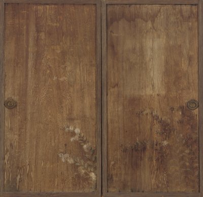 Crisantemi dipinti su una coppia di porte di legno da Unknown artist
