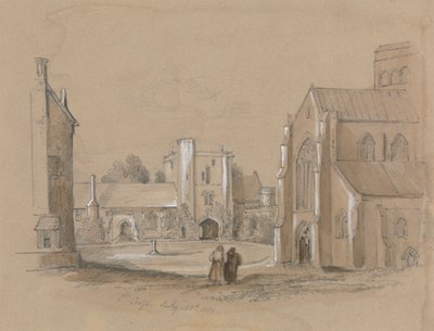 Cimitero con Due Figure in Primo Piano da Unknown artist