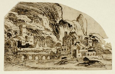 Cittadella e ponte nelle montagne da Unknown artist