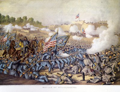 Guerra Civile Americana (1861-1865): 05/05/1862. Battaglia di Williamsburg. Incisione da Unknown artist