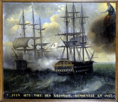 Scontro delle flotte bretoni e olandesi "Voeu des Arzonais" da Unknown artist
