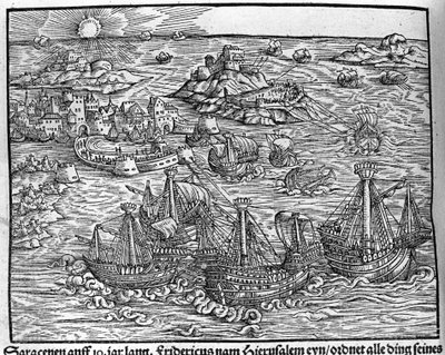 Scontri tra saraceni. Incisione di Johann Stumpff "Den edlen struen belten fromen" da Unknown artist