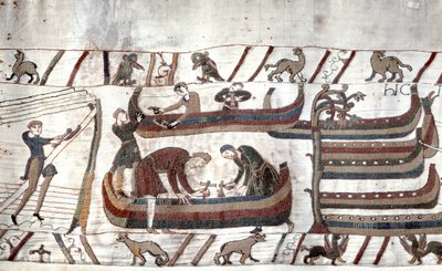 Costruzione di navi per ordine di Guglielmo - Arazzo di Bayeux, noto come Ricamo della Regina Matilde da Unknown artist