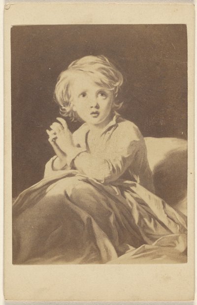 [Copia di un dipinto che raffigura un bambino che prega a letto.] da Unknown artist