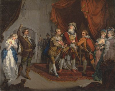 Cordelia difesa dal conte di Kent, da "Re Lear" di Shakespeare, I, i da Unknown artist