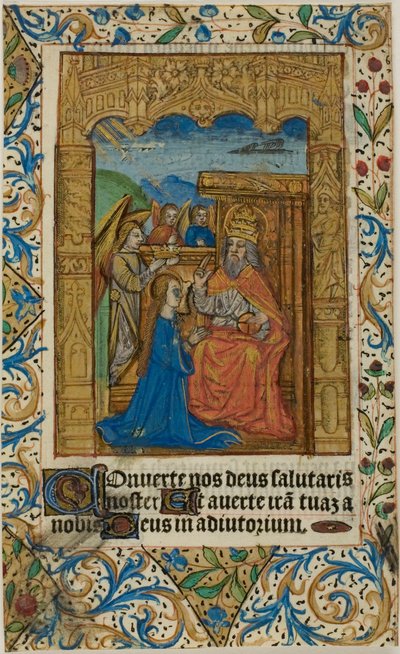 Incoronazione della Vergine con bordo decorativo da un libro di preghiere da Unknown artist