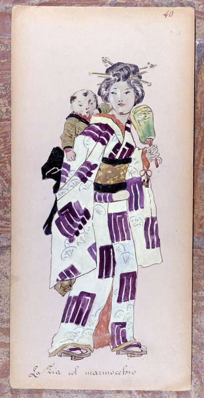 Costume della zia con il marmocchio (Bambino) per la creazione di Madama Butterfly di Giacomo Puccini nel 1904. Collezione del Museo della Scala di Milano da Unknown artist