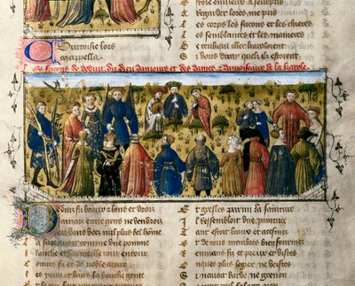 Intrattenimenti di corte: danze e giochi. La scena si svolge alla presenza degli dei dell