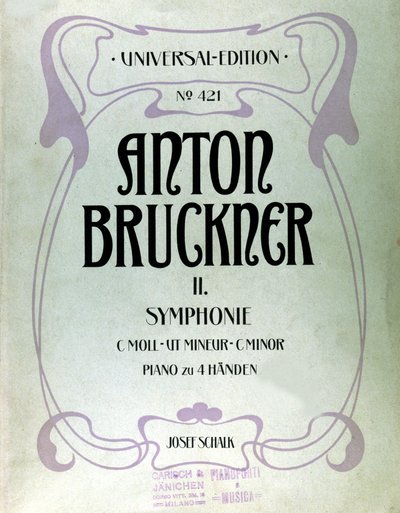 Copertina della partitura per la seconda sinfonia in do minore di Anton Bruckner da Unknown artist