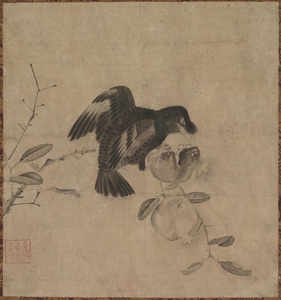 Corvo su un melograno da Unknown artist