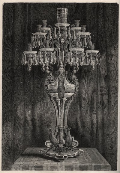 Candelabro di cristallo della fabbrica di Baccarat - incisione in 