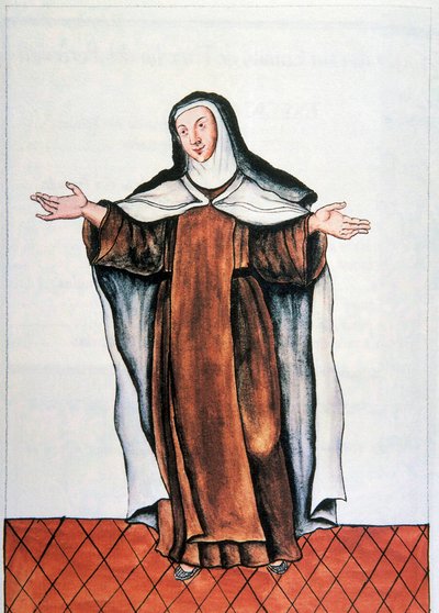 Vita quotidiana e costumi del Perù: "Carmelitana scalza" Acquerello tratto dal libro "Trujillo del Peru" di Baltasar Martinez Companon y Bajanda, vescovo di Trujillo (1782-1785). XVIII secolo Madrid. Biblioteca del Palacio Real da Unknown artist