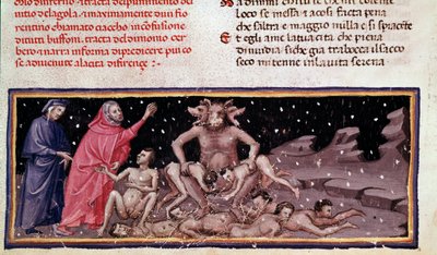 Dante e Virgilio incontrano Ciacco e Cerbero con i golosi (canto 9 dell