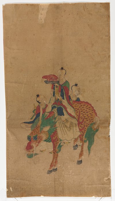 Immortale taoista su un qilin con due attendenti da Unknown artist