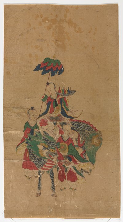 Immortale taoista su un qilin con due attendenti da Unknown artist