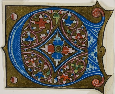Iniziale "D" decorata con foglie e due palline da un libro per coro da Unknown artist