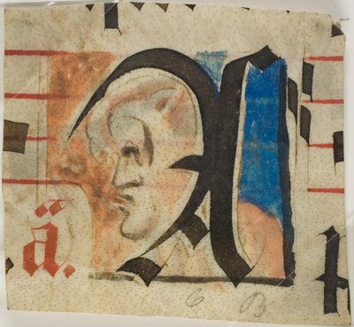 Iniziale decorata con grottesco in profilo da un libro corale da Unknown artist