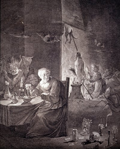 Partenza delle streghe per partecipare al sabba da Unknown artist