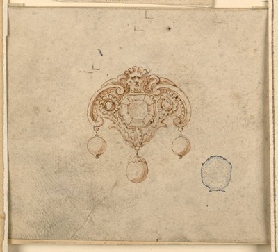 Progetto per spilla con tre diamanti da Unknown artist