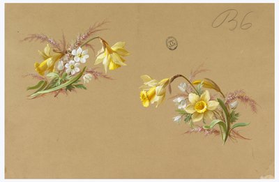 Disegno per carta da parati e tessuti: Fiori da Unknown artist