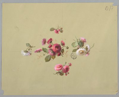 Progetto per carta da parati e tessuti: Fiori da Unknown artist