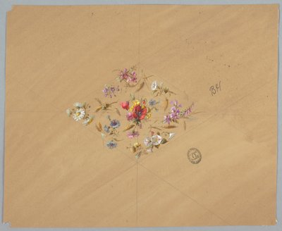 Disegno per carta da parati e tessuti: Fiori da Unknown artist