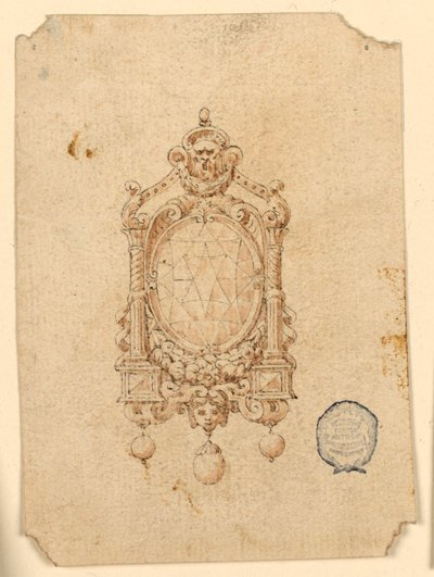 Progetto per una spilla con diamante ovale da Unknown artist