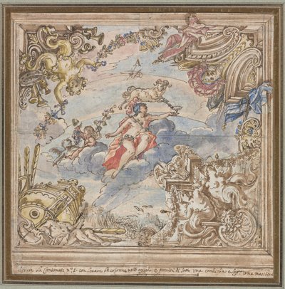 Progetto per un soffitto: Marte e Ariete da Unknown artist