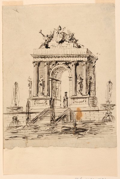 Design per una fontana con lo stemma di Papa Gregorio XVI da Unknown artist