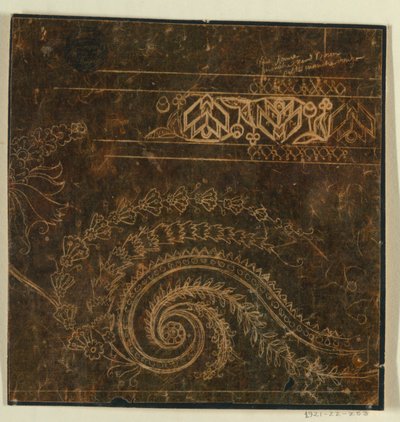 Disegno per un motivo di bordo ricamato, incompiuto da Unknown artist