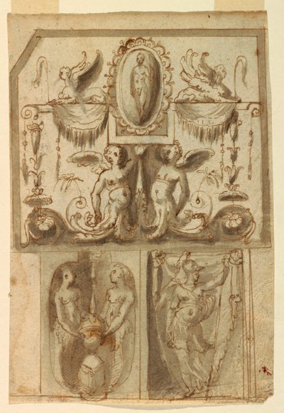 Progetto per le decorazioni dipinte di tre pannelli da Unknown artist
