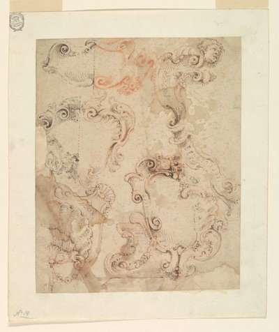 Progetti per cartigli decorativi da Unknown artist