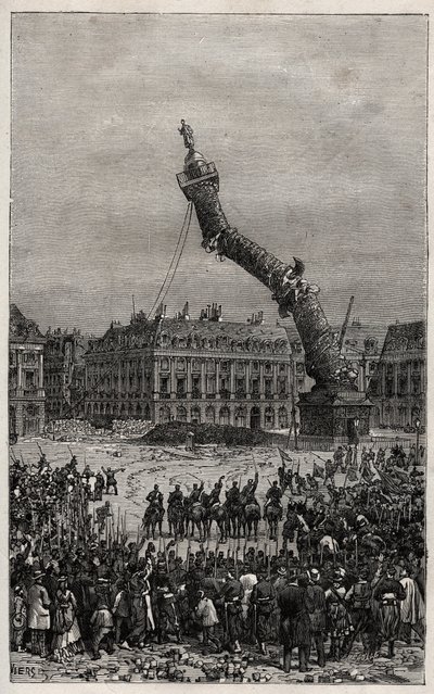 Distruzione della Colonna Vendôme durante la Comune da Unknown artist