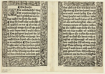 Passi devozionali con bordi ornamentali da Andächtig Zeitglöcklein des Leben und Leidens Christi, lastra 17 da Xilografie da libri del XV secolo da Unknown artist