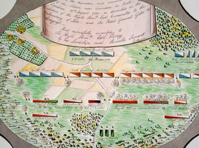 Diagramma delle linee di battaglia della battaglia di Camden, nella Carolina del Sud, il 16 agosto. da Unknown artist