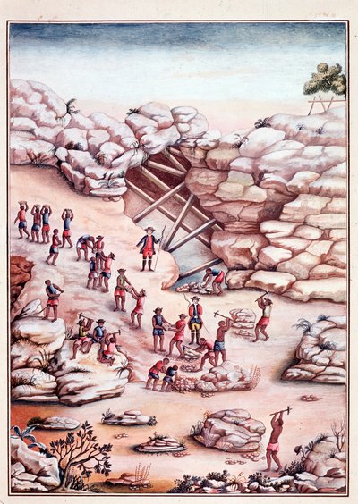 Estrazione di diamanti in una miniera in Brasile da Unknown artist