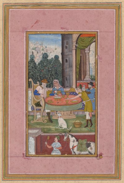 Scena di pranzo con elementi europei da Unknown artist