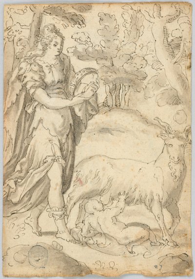 Disegno: A) Rea e il giovane Giove. B) San Francesco d