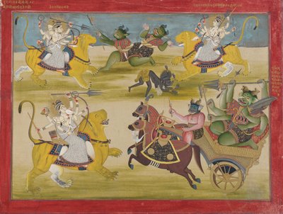Durga che combatte i rakshasa Shunga e Nishunga, dal Devi Mahatmya da Unknown artist