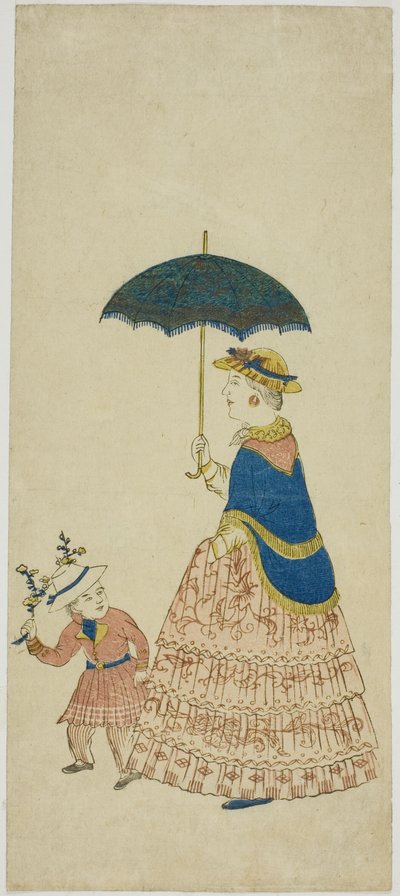 Signora olandese con ombrellino e bambino 阿蘭陀婦人と子供 (Orando fujin to kodo mo) da Unknown artist