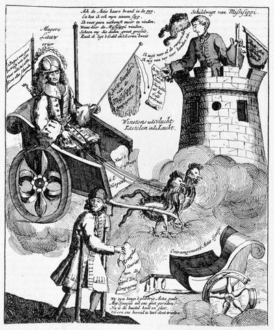 Stampa satirica olandese contro John Law (1671-1729), sul caso Mississippi da Unknown artist