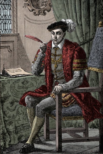 Edoardo VI scrive il suo diario - Re Edoardo VI (1537-1553) scrive il suo diario da Unknown artist