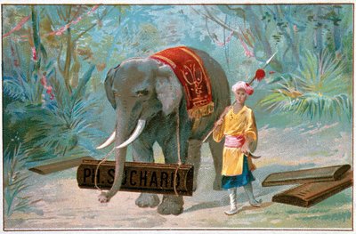 Elefante e Cornac, pubblicità "Suchard", ca. 1895 da Unknown artist