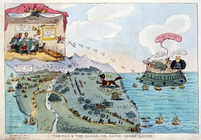 Caricatura inglese su Napoleone Bonaparte - in Napoleone I, caricature, collezione fittizia. 1814 - 1815. B.H.V.P. da Unknown artist