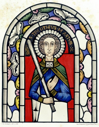 Incisione che rappresenta la vetrata di San Timoteo, dalla Chiesa di Neuviller da Unknown artist