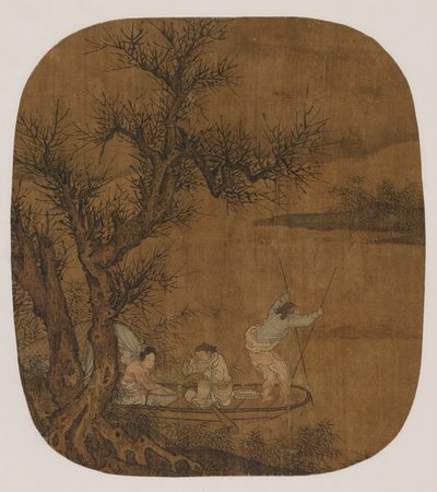 Godendo un pasto a bordo di una barca da Unknown artist