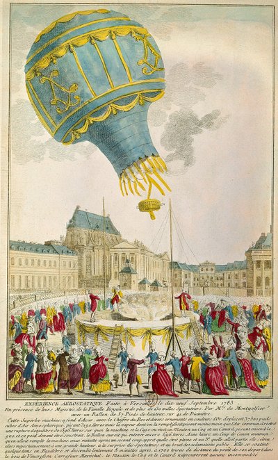 Esperimento dei fratelli Montgolfier il 19/09/1783 a Versailles da Unknown artist